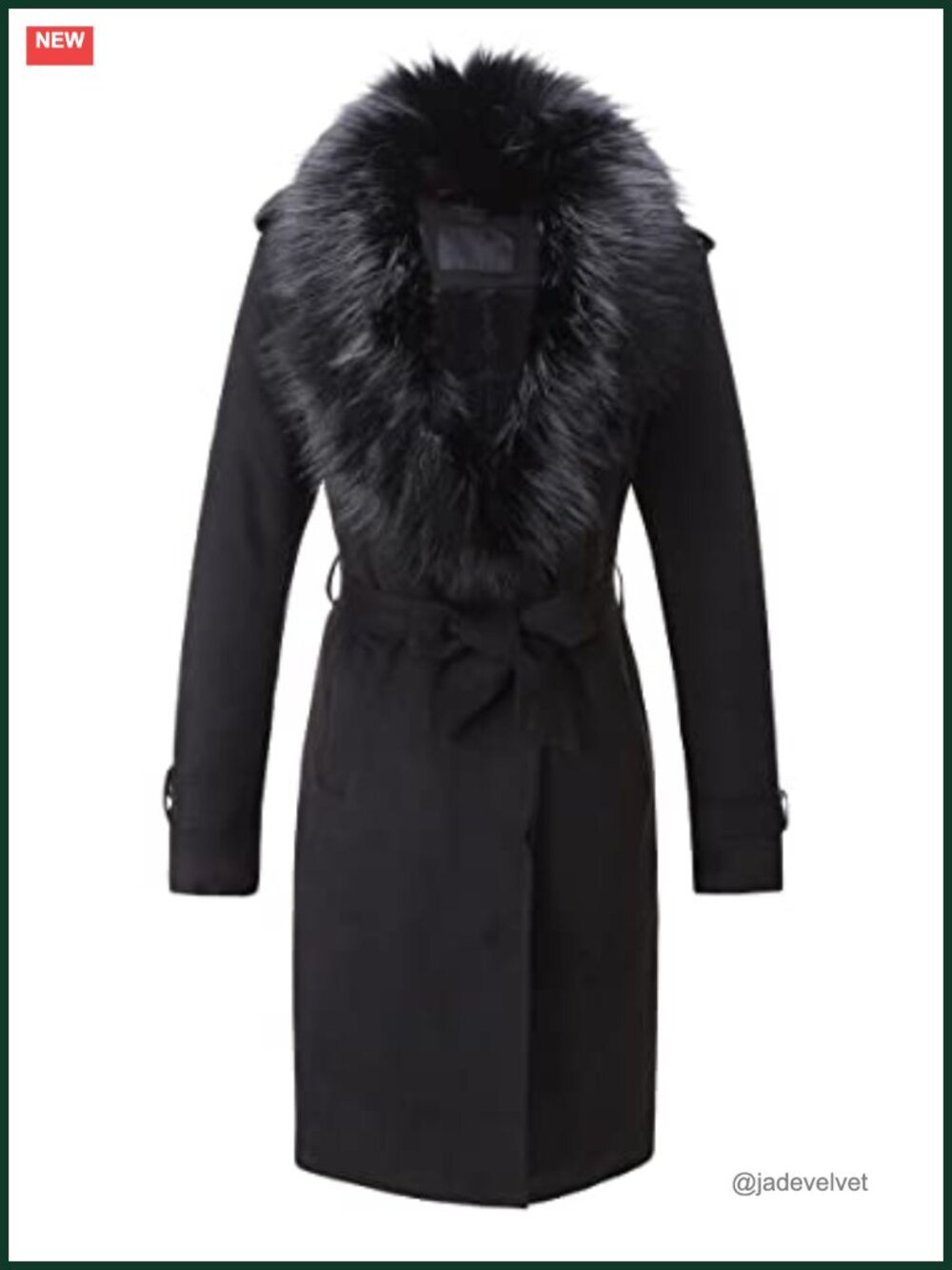 Faux Suede Fleece Lined Trench Coat Faux Fur Collar Belted